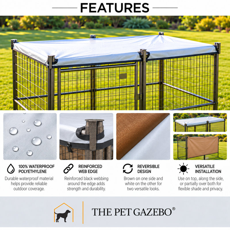 PET GAZEBO Reversible Sunshade Wind Block for 4'x8' Split Yard